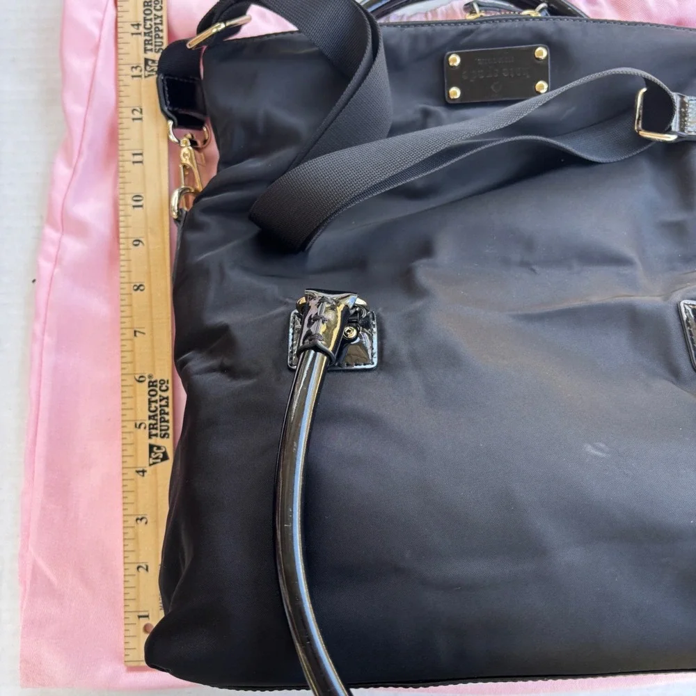 Kate Spade New York Black Nylon Carmen Leather Trim Shoulder Bag Crossbody Purse